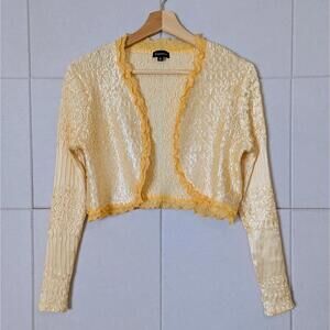 Komarov crinkle cropped bolero shrug w/ ruffle trim